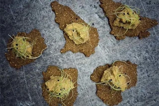 Hjemmelavet knækbrød med creme og pynt